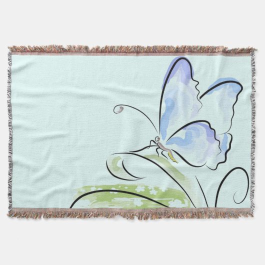 花分野上の草に坐っている蝶 スローブランケット (正面)