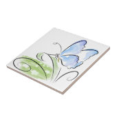 花分野上の草に坐っている蝶 タイル (側面)