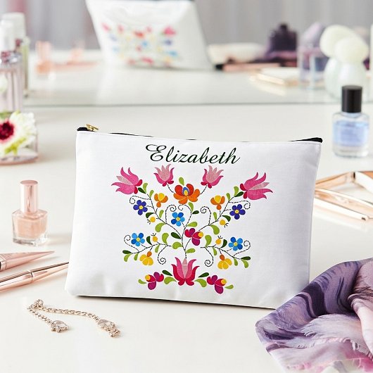 花刺繍オーダーメイド アクセサリーポーチ