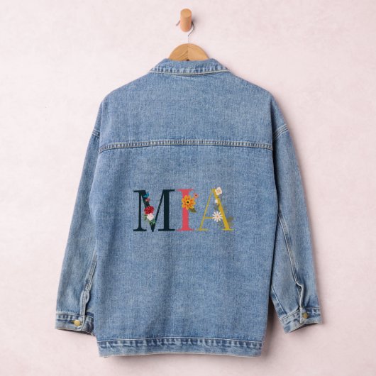 花刺繍入りMIAネームアート デニムジャケット (ハンガー)