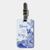 花前向き引用文ブルーフラワーズロータスリリー ラゲッジタグ (正面縦)