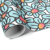 花包ポップ・アートの装紙 ラッピングペーパー (ロールコーナー)