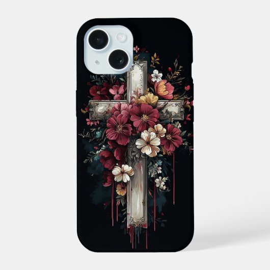 花十字架 iPhone 15ケース (裏面)