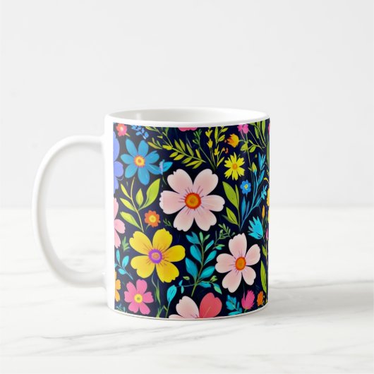 花卉デジタルペイント 花のパターン-38875 コーヒーマグカップ (左)