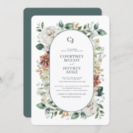 花卉植物冬季婚礼邀请函 招待状