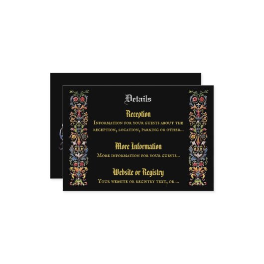 花卉 照明 中世纪 可编辑 エンクロージャーカード (正面/裏面インサイチュ)