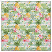 花及びパイナップルティール（緑がかった色）は縞で飾ります ファブリック (見本)