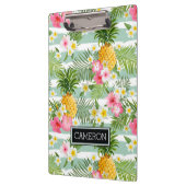 花及びパイナップルティール(緑がかった色)は|を加えますあなたの名前を縞で飾ります クリップボード (左)