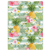 花及びパイナップルティール(緑がかった色)は|を加えますあなたの名前を縞で飾ります クリップボード (裏面)