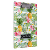 花及びパイナップルティール(緑がかった色)は|を加えますあなたの名前を縞で飾ります クリップボード (右)