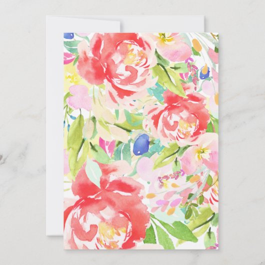 花及び大理石|の金ゴールドの驚きの誕生会 招待状 (裏面)