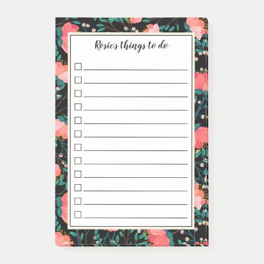 花及び果実パターン-リストをするチェックボックス ポストイット (正面)