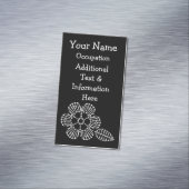 花及び葉のかぎ針編みの図表(黒及び白) マグネット名刺 (インサイチュ)