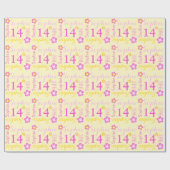 花名パーソナライズされた年齢14歳の誕生日ラップ ラッピングペーパー (フラット)