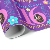 花名パーソナライズされた年齢16歳の誕生日ラップ ラッピングペーパー (ロールコーナー)