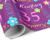 花名パーソナライズされた年齢35歳の誕生日ラップ ラッピングペーパー (ロールコーナー)