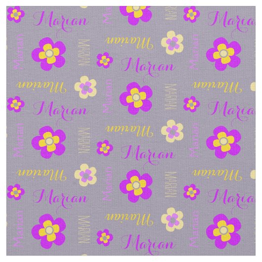 花名パーソナライズされた文字紫灰色 ファブリック (クローズアップ)