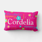 花名柄ピンクアクアコーデリア ランバークッション (裏面)