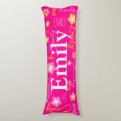 花名柄ピンク黄カスタム色 ボディピロー (正面縦)