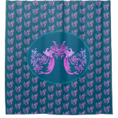 花咲き枝の動物アートに鳩 シャワーカーテン (正面)