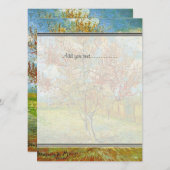 花咲き空白のの桃の木への招待 招待状 (正面/裏面)