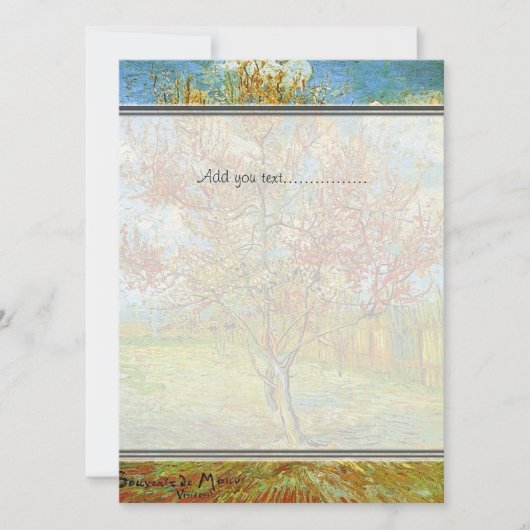 花咲き空白のの桃の木への招待 招待状 (正面)