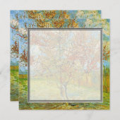 花咲き空白のの桃の木への招待 招待状 (正面/裏面)