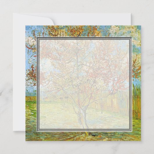 花咲き空白のの桃の木への招待 招待状 (正面)