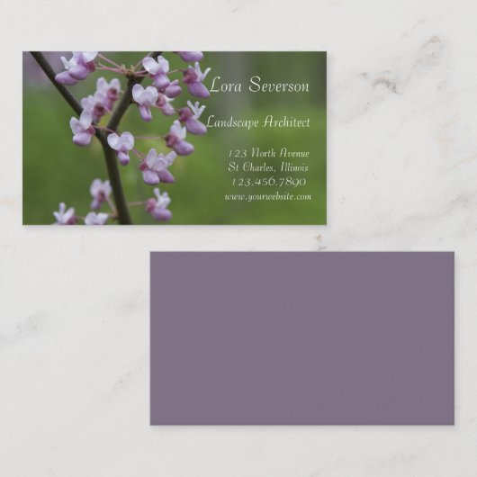 花咲き赤い芽の木の景観建築家 名刺 (正面/裏面)