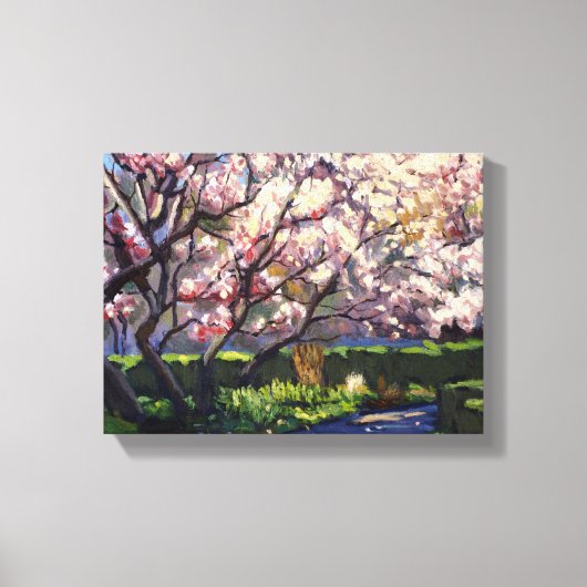花咲くりんごの木の絵 キャンバスプリント (正面)