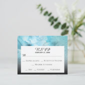 *~* 花咲くグリッター ブルー パープル 水彩 結婚式 出欠カード (スタンド正面)