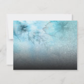 *~* 花咲くグリッター ブルー パープル 水彩 結婚式 出欠カード (裏面)