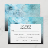 *~* 花咲くグリッター ブルー パープル 水彩 結婚式 出欠カード (正面/裏面)