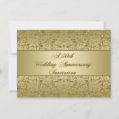 花咲くゴールド 50周年結婚記念日 招待状 (正面)