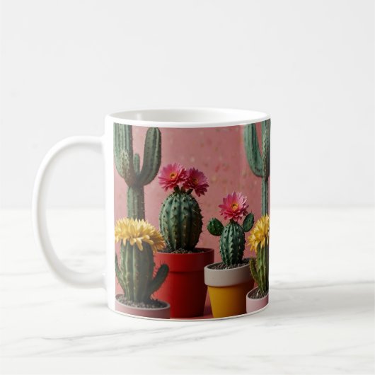 花咲くサボテン好き コーヒーマグカップ (左)