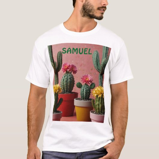 花咲くサボテン好き Tシャツ (正面)