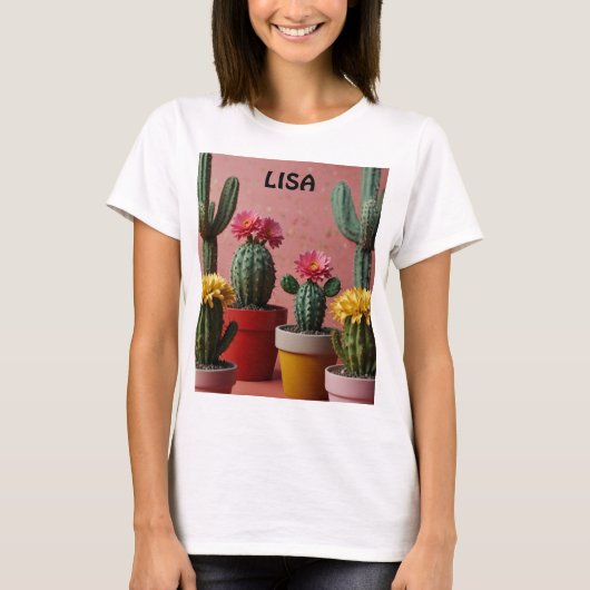 花咲くサボテン好き Tシャツ (正面)