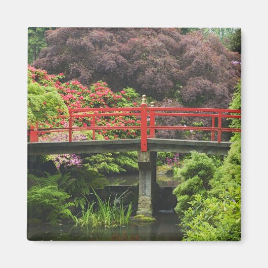 花咲くシャクナゲとハートの橋 マグネット (正面)