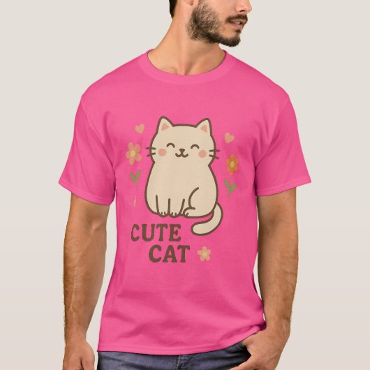 花咲くネコ Tシャツ (正面)