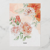 花咲くピンクの花双子の女の子ベビーシャワー 箔招待状 (裏面)