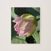花咲くピンクの蓮の花の夏 ジグソーパズル (縦)