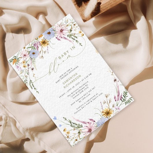 花咲くベイビー ワイルドフラワーベイビーシャワー 招待状