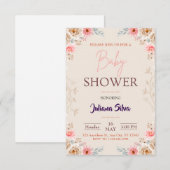 花咲くベビー ブルーム ボホー赤ちゃんお披露目会の招待状 招待状 (正面/裏面)