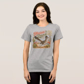花咲くロードランナーが疾走する砂漠の風景 トライブレンドＴシャツ (正面全面)
