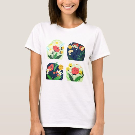 花咲く女性用Tシャツ Tシャツ (正面)