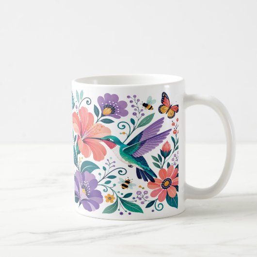 花咲く庭のハチドリ コーヒーマグカップ (右)