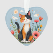 花咲く庭園に微笑む三色猫 オーナメント (裏面)