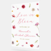 花咲く愛のブライダルシャワーウェルカム アクリルサイン (傾斜)