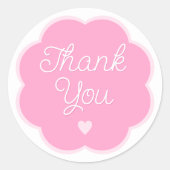 花咲く新しい女の子の赤ちゃんへの感謝カード ラウンドシール (正面)