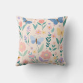 花咲く春のキュートなピンクの蝶 クッション (裏面)